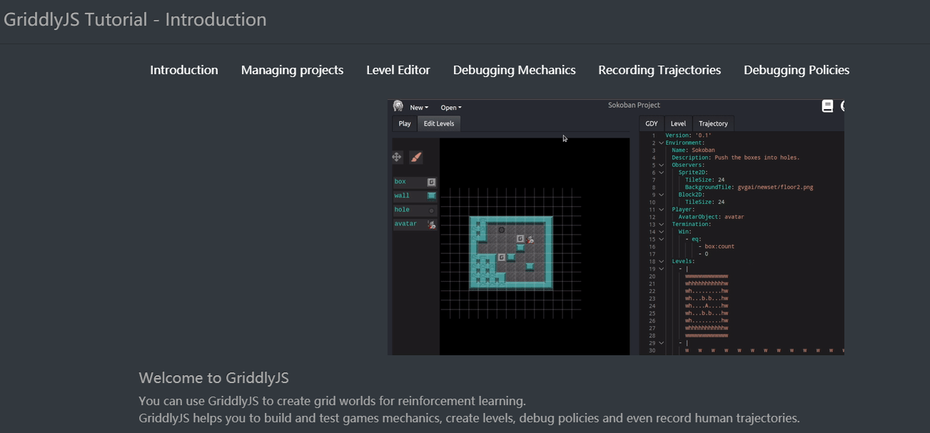 Griddlyjs: Web ide based on Reinforcement Learning