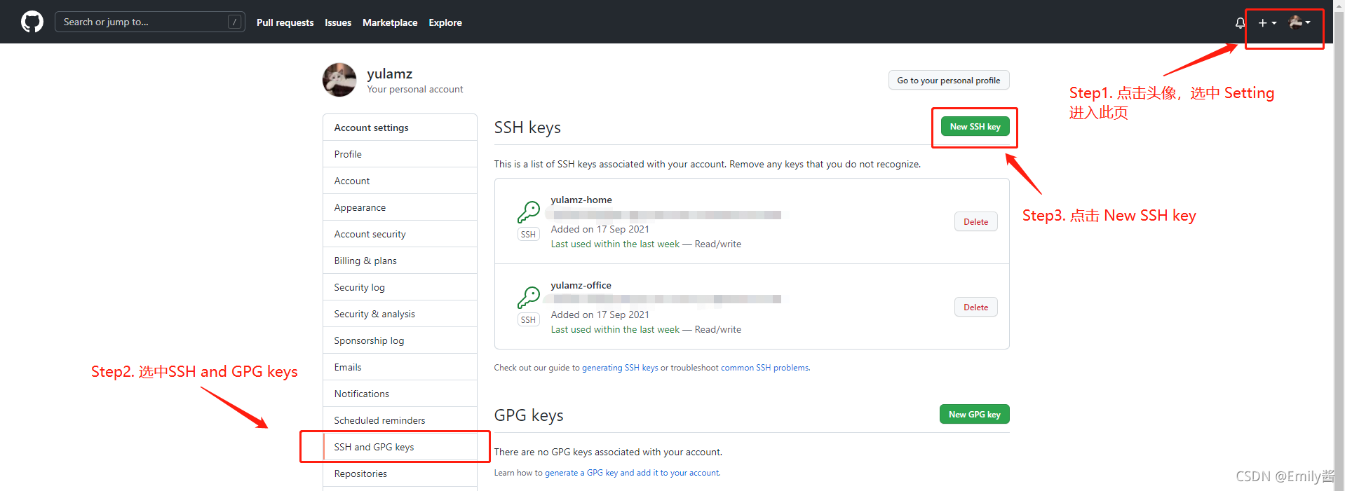 在 Github 新建 SSH Key